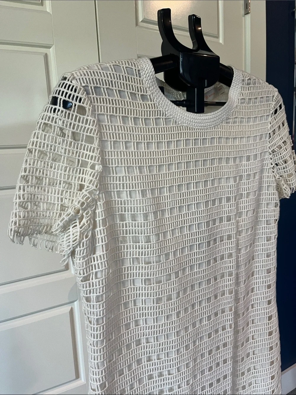 Tory Burch Cream Openwork Crochet Mini Dress